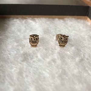 Gold Owl Earrings